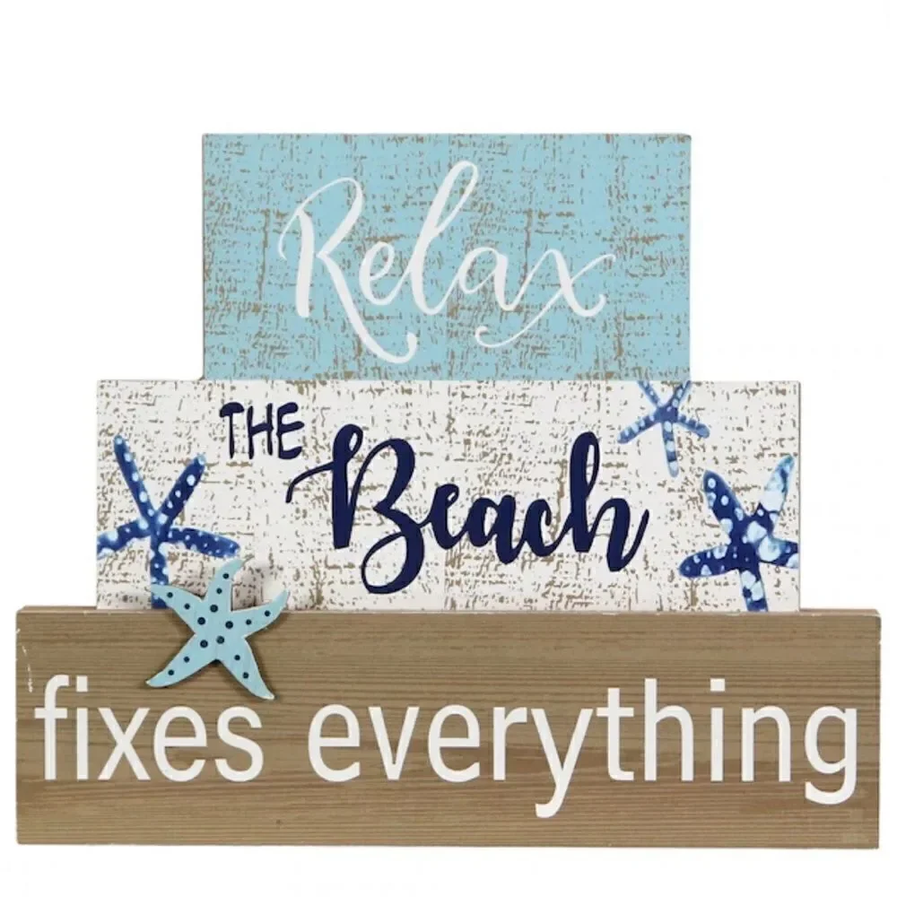 NWT Michael’s Stock Tabletop Wood Decor Signs Rustic Beach Ocean Style Art Decor